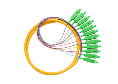 China Customized SCAPC Tight Buffered Fiber Optic Pigtail Cables In Green Yellow supplier